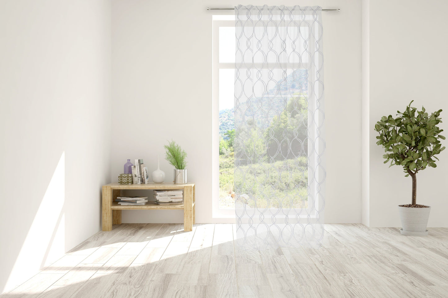 Bricocenter VOLUTES WHITE FILTER CURTAIN 140X280 CM HIDDEN CURTAIN and PASSER BLIND