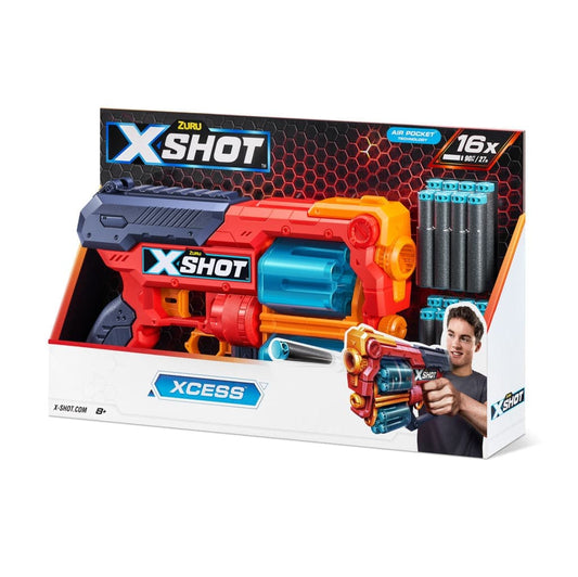 Toys X-Shot Excel Xcess with automatic 6-shot double drum and 16 darts