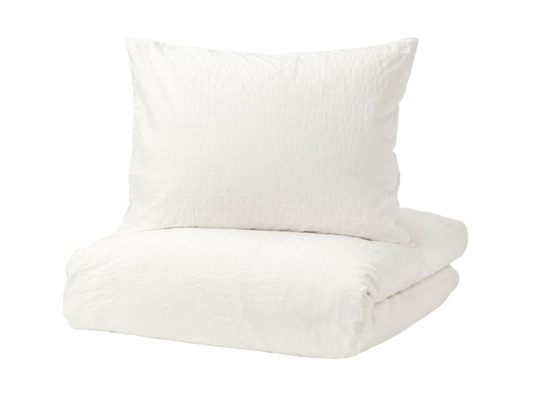 Ikea OFELIA VASS - Duvet cover and 2 pillowcases, white, 240x220/50x80 cm