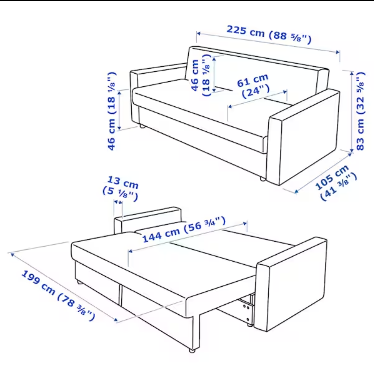 FRIHETEN 3-seater sofa bed - Blue Skiftebo , - Premium Beds & Bed Frames from Ikea - Just €622.99! Shop now at Maltashopper.com