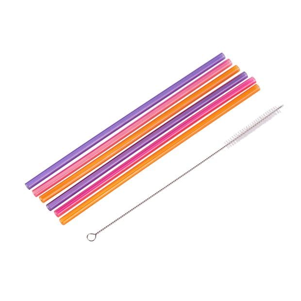 SLURP Set of 6 reusable straws mix of 3 colors orange, purple, pinkL 23 cm - best price from Maltashopper.com CS626878