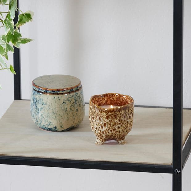 CERAMIC Brown potted candle H 8 cm - Ø 8 cm