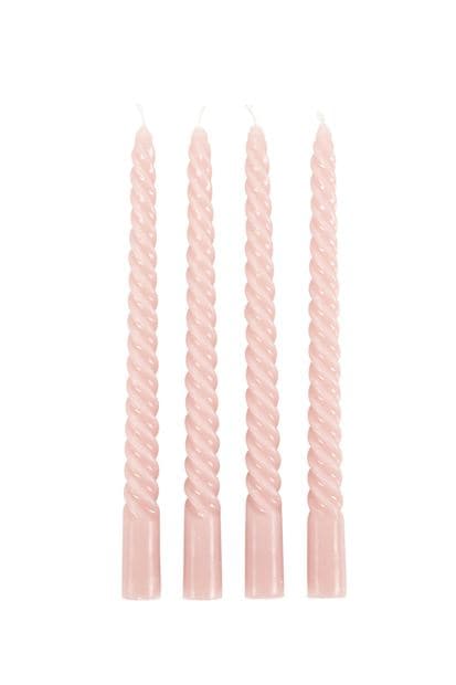 TWIST Twisted candles set of 4 pink H 25 cm - Ø 2,2 cm - best price from Maltashopper.com CS671664