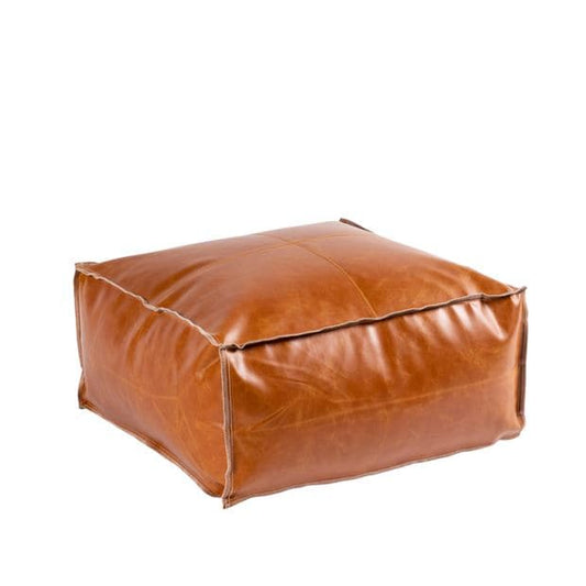 COGNAC Brown pouf H 30 x W 60 x L 60 cm - best price from Maltashopper.com CS661269