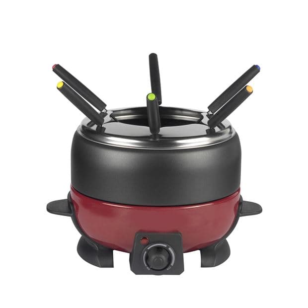 DINNER Fondue set with 6 forks black, red H 26.2 cm - Ø 20 cm - best price from Maltashopper.com CS534128