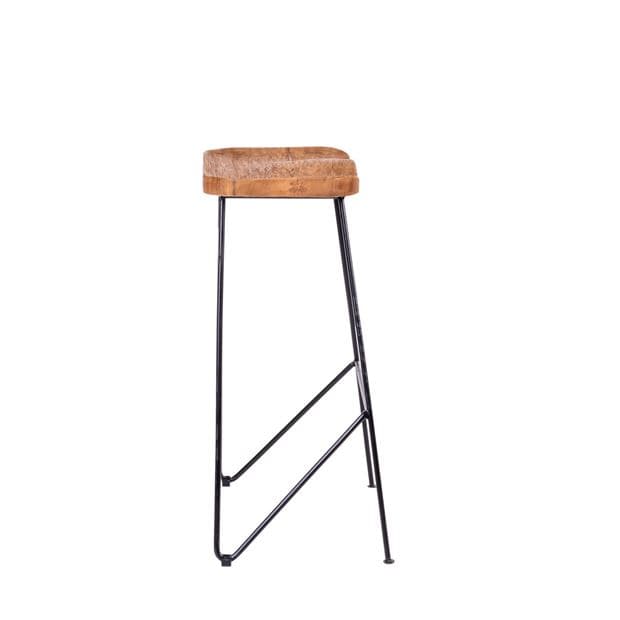 TEAK Black bar stool, natural H 75 x W 40 x D 30 cm - best price from Maltashopper.com CS643461