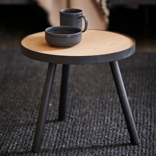 ALEXIS Coffee table black, natural H 36 cm - Ø 40 cm - best price from Maltashopper.com CS611317