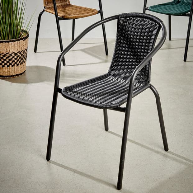 GERONA Black stackable chair H 77 x W 58 x D 53 cm - best price from Maltashopper.com CS652512