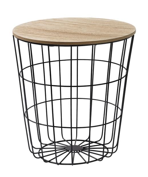 WIRE Storage table black, natural H 41.5 cm - Ø 39.5 cm - best price from Maltashopper.com CS599767