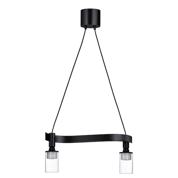 Ikea ACKJA / MOLNART - Pendant lamp with bulb, corrugated black/patterned