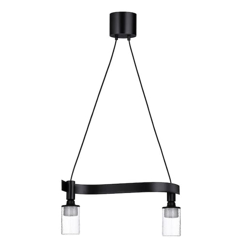 ACKJA / MOLNART - Pendant lamp with bulb, corrugated black/patterned