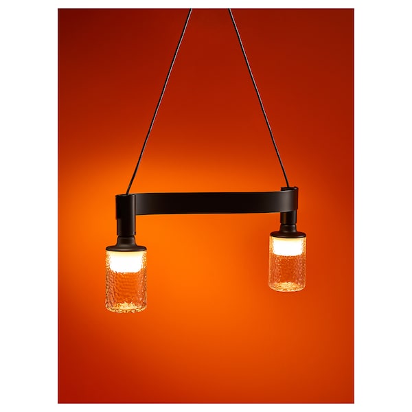 ACKJA / MOLNART - Pendant lamp with bulb, corrugated black/patterned - best price from Maltashopper.com 89537130