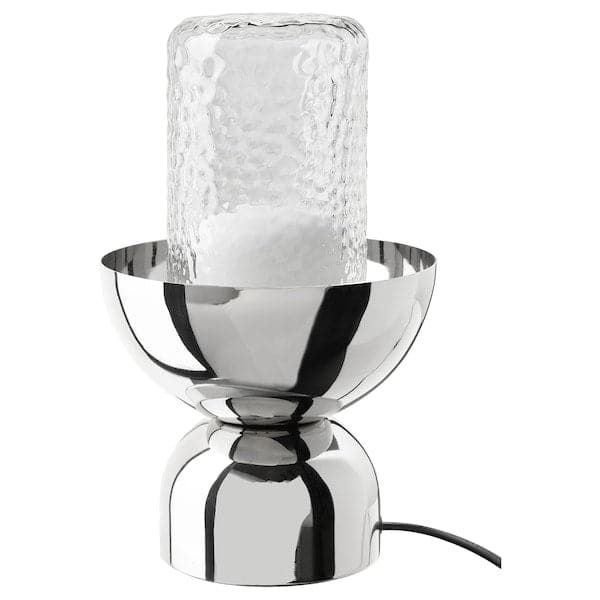 ACKJA / MOLNART - Table lamp with bulb, chrome effect/patterned clear glass , - best price from Maltashopper.com 09515033