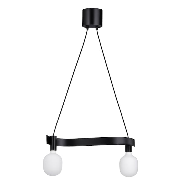 ACKJA / TRÅDFRI - Pendant lamp with bulb, wavy black/smart wireless adjustable intensity - best price from Maltashopper.com 69537126