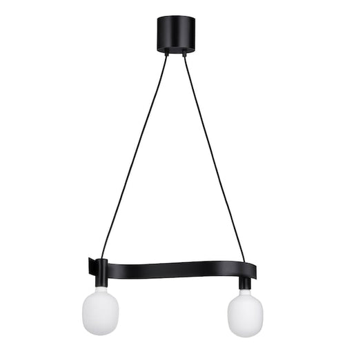 ACKJA / TRÅDFRI - Pendant lamp with bulb, wavy black/smart wireless adjustable intensity