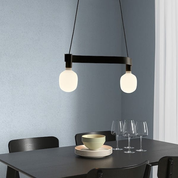 Ikea ACKJA / TRÅDFRI - Pendant lamp with bulb, wavy black/smart wireless adjustable intensity
