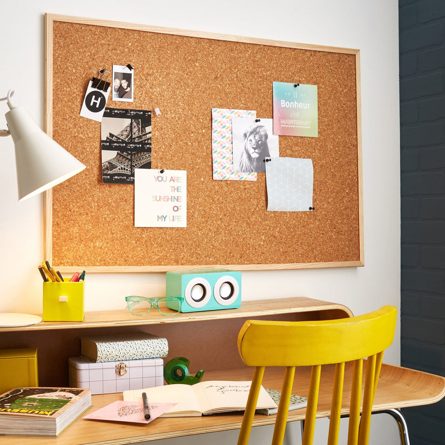 60X90 CM CORK NOTICE BOARD WITH NATURAL WOOD FRAME - best price from Maltashopper.com BR480770039