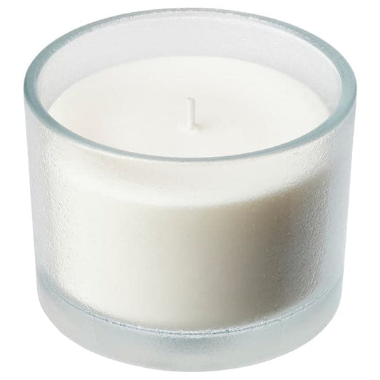 Ikea ADLAD - Scented candle in glass, Scandinavian Woods/white, 50 hr