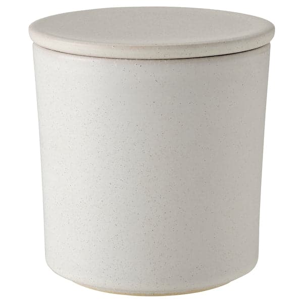 ADLAD - Scented candle in ceramic jar w lid, Scandinavian Woods/white