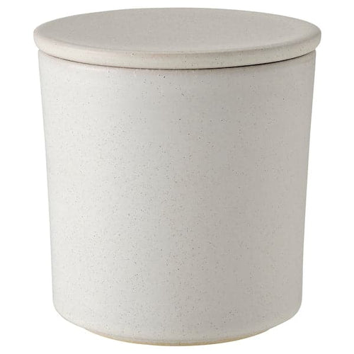 ADLAD - Scented candle in ceramic jar w lid, Scandinavian Woods/white, 60 hr