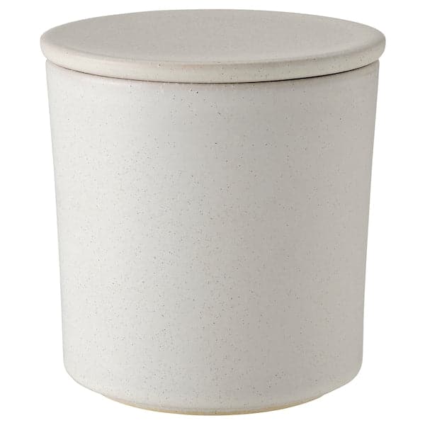 ADLAD - Scented candle in ceramic jar w lid, Scandinavian Woods/white, 60 hr