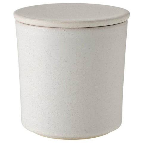 ENSTAKA Scented candle in ceramic jar w lid, Bonfire/gray, 60 hr - IKEA