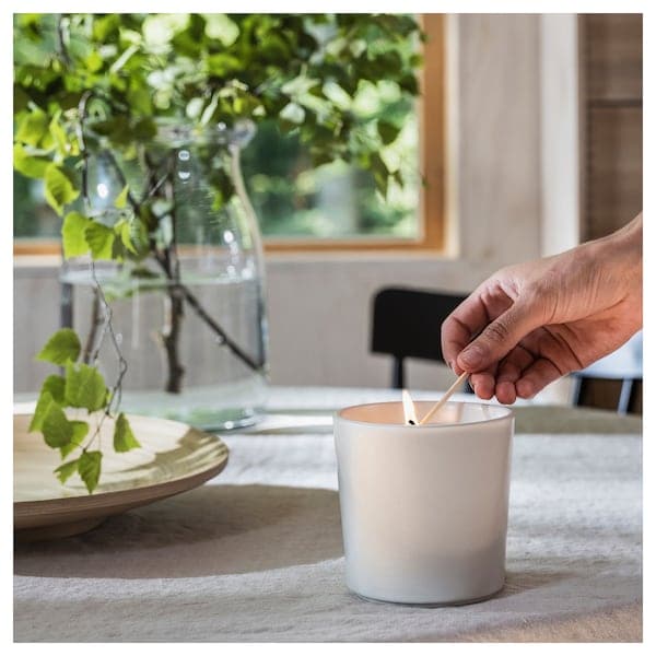 ADLAD - Scented candle in ceramic jar, Scandinavian Woods/white