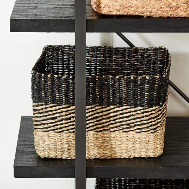 Casa BOBO Basket drawer black, natural H 20 x W 30 x D 20 cm