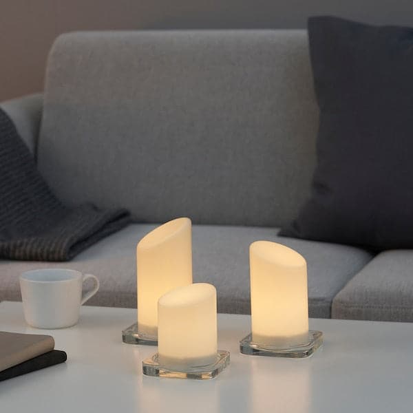 ÄDELLÖVSKOG - LED block candle in/out, set of 3 - best price from Maltashopper.com 10520255