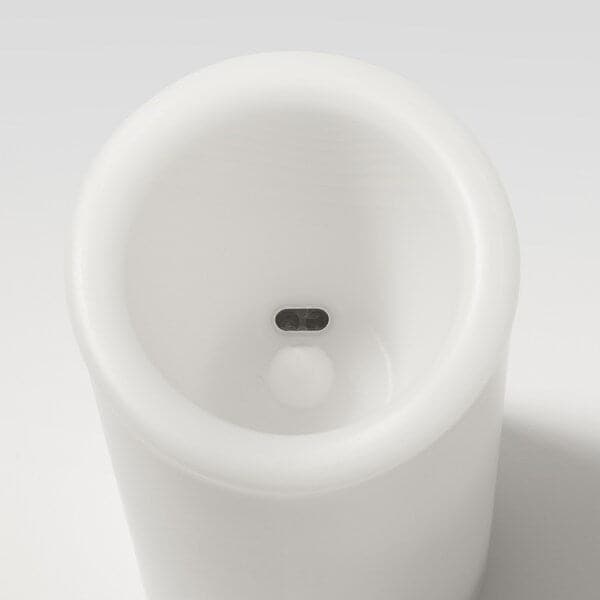 ÄDELLÖVTRÄD - LED block candle, white/indoor, 14 cm - best price from Maltashopper.com 10520260