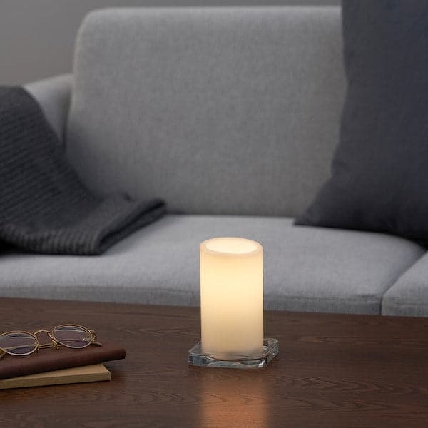 ÄDELLÖVTRÄD - LED block candle, white/indoor