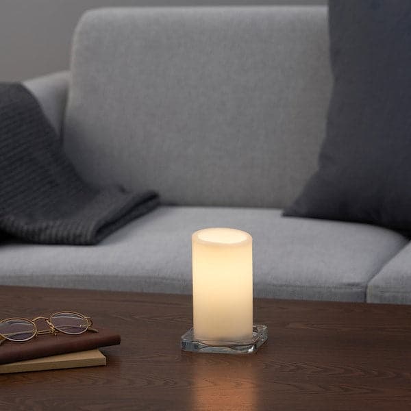 ÄDELLÖVTRÄD - LED block candle, white/indoor, 14 cm - best price from Maltashopper.com 10520260