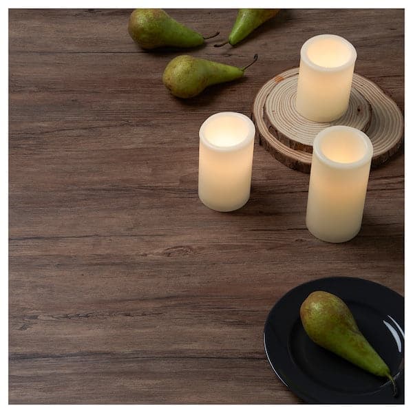 ÄDELLÖVTRÄD - LED block candle, set of 3, white/indoor - best price from Maltashopper.com 90520261
