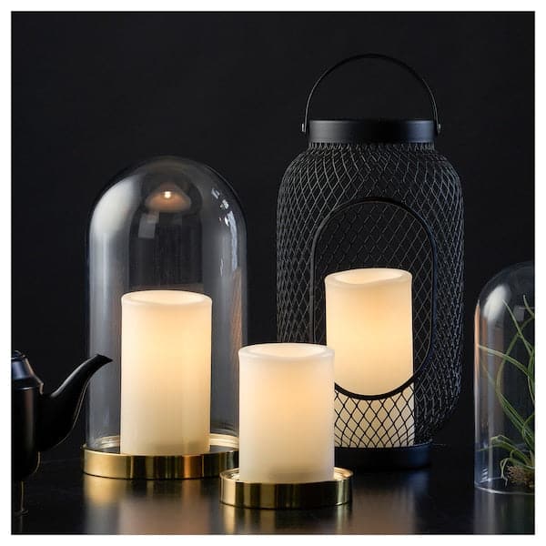 Ikea ÄDELLÖVTRÄD - LED block candle, set of 3, white/indoor