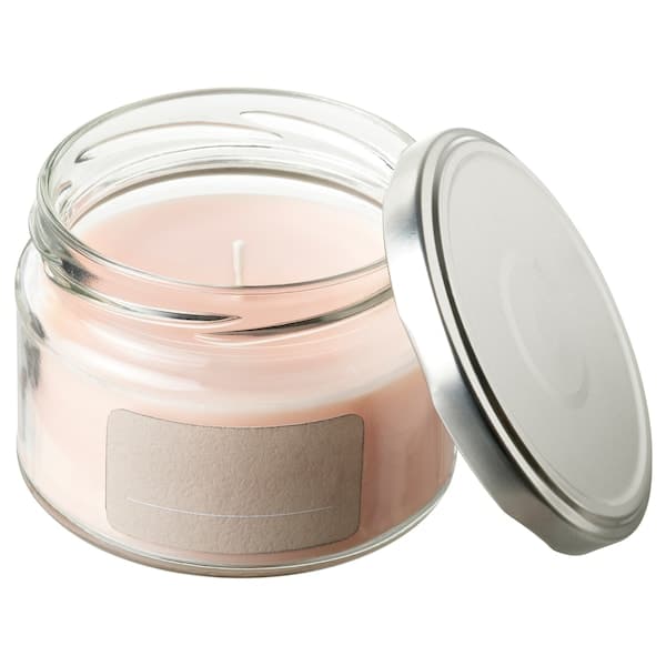 ÄDELSYREN - Scented candle in glass with lid, grapefruit & rose/pale pink