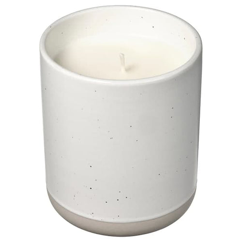 ÄDELTUJA - Scented candle in ceramic jar, cucumber & lime/white, 45 hr