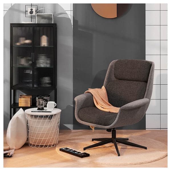 ÄLEBY - Swivel armchair, Gunnared smoke grey/dark grey , - best price from Maltashopper.com 90569238