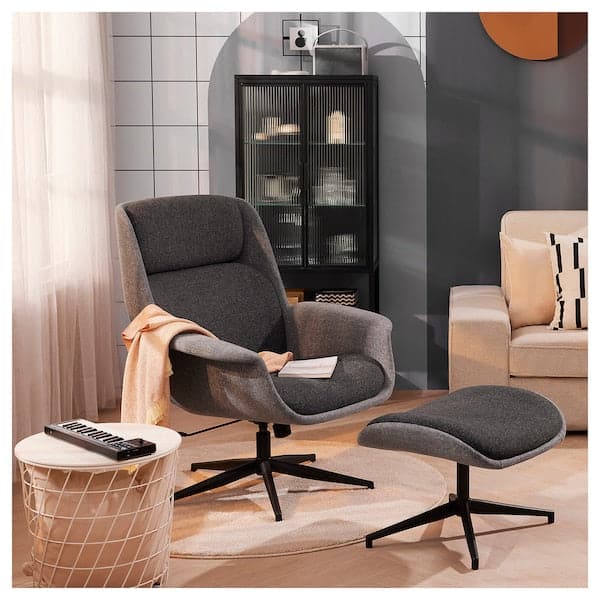 ÄLEBY - Swivel armchair, Gunnared smoke grey/dark grey , - best price from Maltashopper.com 90569238