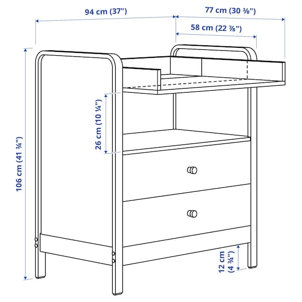 Ikea ÄLSKVÄRD - Changing table/chest of drawers, birch/white