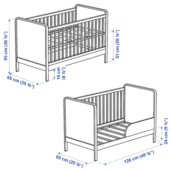 Ikea ÄLSKVÄRD - Set of 2 baby furniture, birch/white,60x120 cm