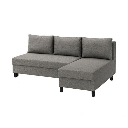 ÄLVDALEN - 3-seater sofa bed/chaise-longue, Knisa grey-beige ,