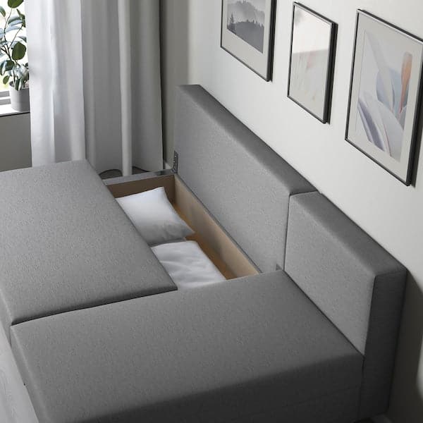 ÄLVDALEN - 3-seater sofa bed/chaise-longue, Knisa grey-beige , - best price from Maltashopper.com 10530669