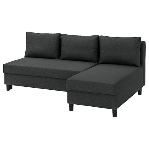 ÄLVDALEN - 3-seater sofa bed/chaise-longue, Knisa dark grey ,