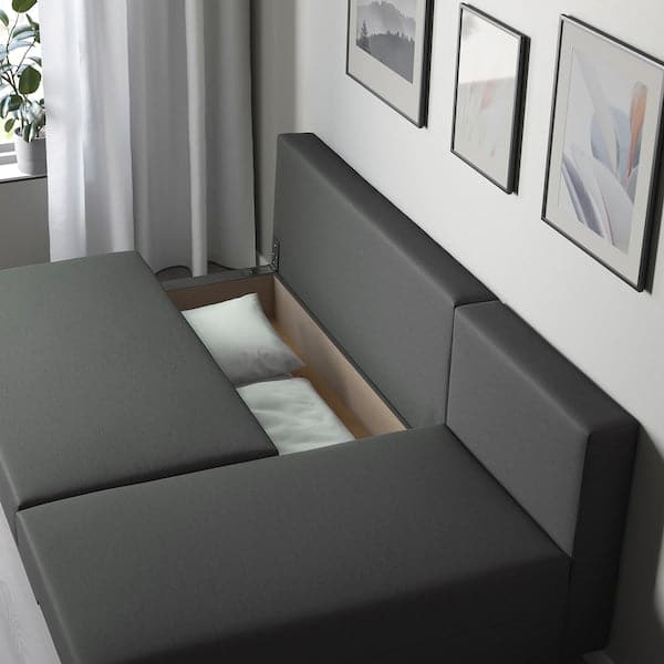 ÄLVDALEN - 3-seater sofa bed/chaise-longue, Knisa dark grey , - best price from Maltashopper.com 20530664