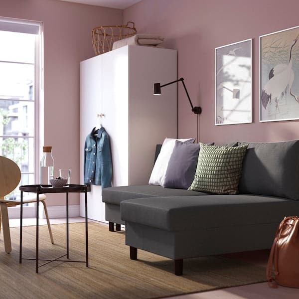 ÄLVDALEN - 3-seater sofa bed/chaise-longue, Knisa dark grey , - best price from Maltashopper.com 20530664
