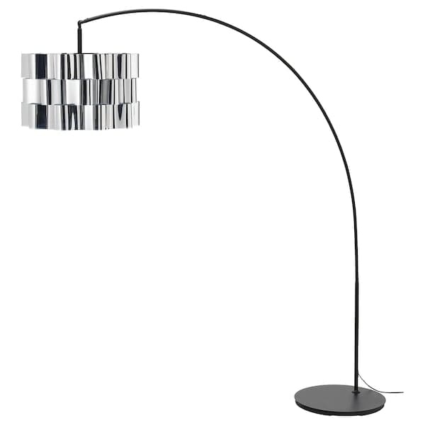 ÄLVSTARR / SKAFTET - Floor lamp, arched, chrome / black effect , - best price from Maltashopper.com 39416017