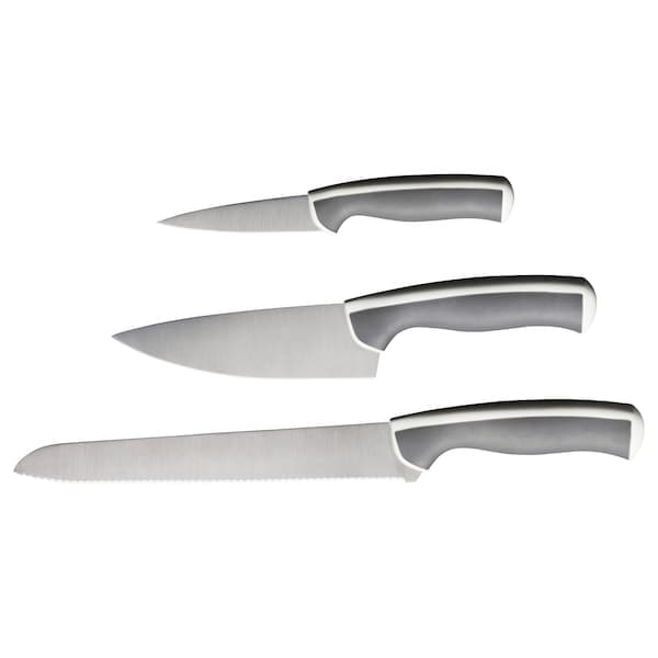 ÄNDLIG - 3-piece knife set, light grey/white - best price from Maltashopper.com 70257624