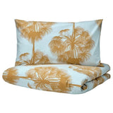 ÄNGLATRUMPET duvet cover and 2 pillowcases, light blue/yellow-brown, 240x220/50x80 cm