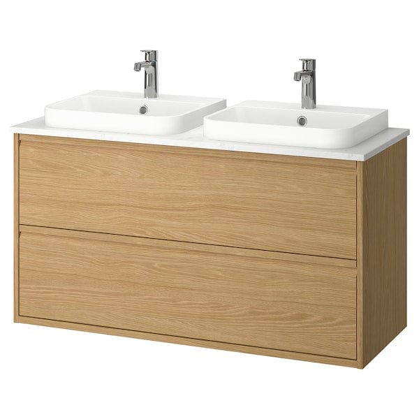 Ikea ÄNGSJÖN / BACKSJÖN - Washing/drawer/blender cabinet, oak/white marble effect,122x49x71 cm