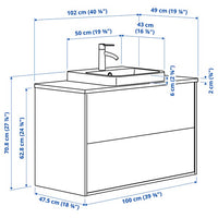 ÄNGSJÖN / BACKSJÖN - Washbasin/drawer unit/misc, oak/white marble effect,102x49x71 cm - best price from Maltashopper.com 49521598